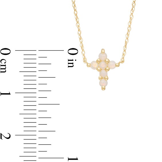 Opal Mini Cross Necklace in 10K Gold