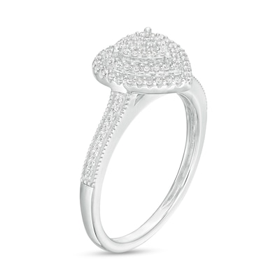 0.25 CT. T.W. Heart-Shaped Multi-Diamond Double Frame Promise Ring in Sterling Silver