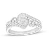 Thumbnail Image 0 of 0.25 CT. T.W. Pear-Shaped Multi-Diamond Filigree Shank Bypass Promise Ring in Sterling Silver