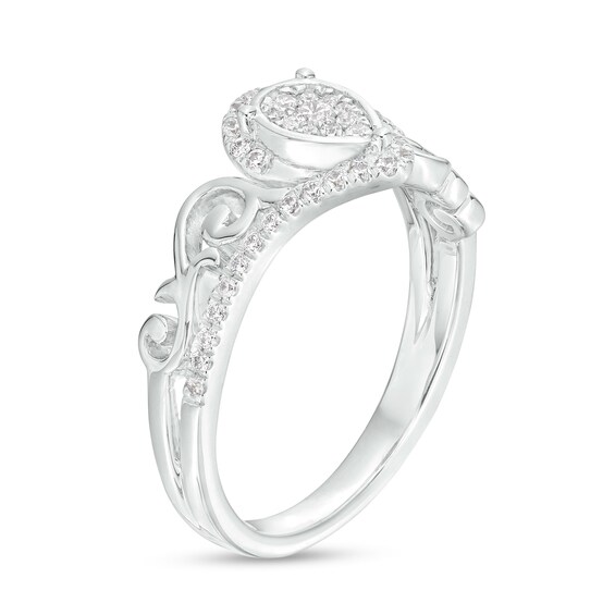 0.25 CT. T.W. Pear-Shaped Multi-Diamond Filigree Shank Bypass Promise Ring in Sterling Silver