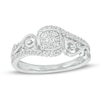 Thumbnail Image 0 of 0.25 CT. T.W. Cushion-Shaped Multi-Diamond Filigree Shank Bypass Promise Ring in Sterling Silver