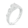 0.25 CT. T.W. Cushion-Shaped Multi-Diamond Filigree Shank Bypass Promise Ring in Sterling Silver