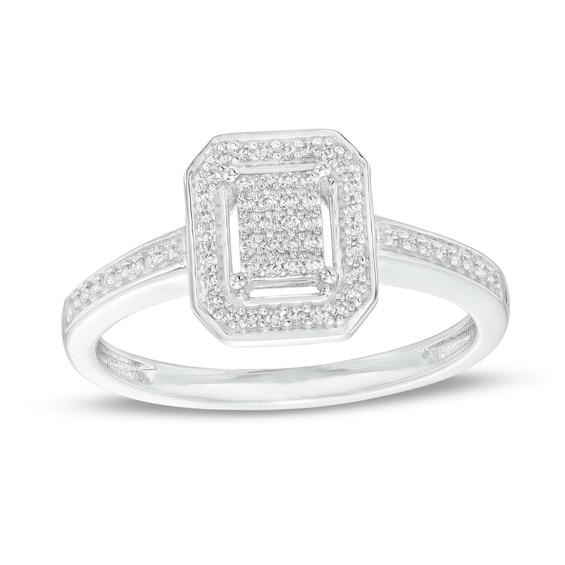 0.15 CT. T.W. Multi-Diamond Octagonal Frame Promise Ring in Sterling Silver