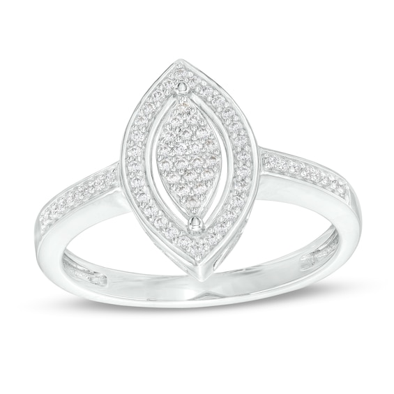 0.15 CT. T.W. Marquise-Shaped Multi-Diamond Frame Promise Ring in Sterling Silver