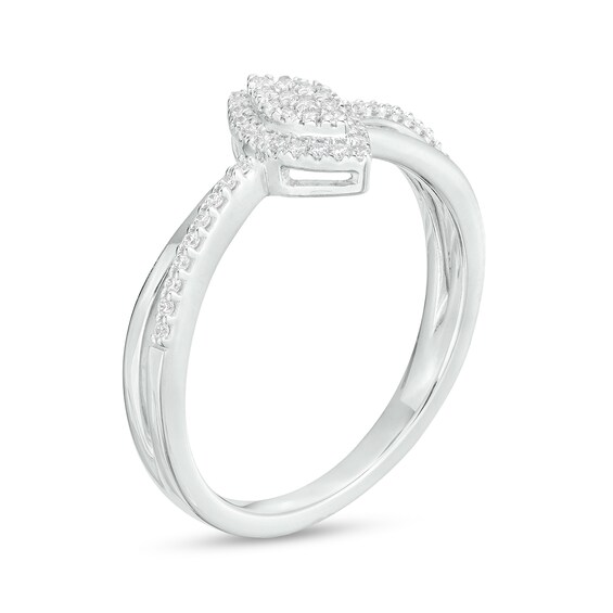 0.15 CT. T.W. Marquise-Shaped Multi-Diamond Frame Split Shank Promise Ring in Sterling Silver