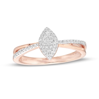 0.15 CT. T.W. Marquise-Shaped Multi-Diamond Frame Split Shank Promise Ring in Sterling Silver with 14K Rose Gold Plate