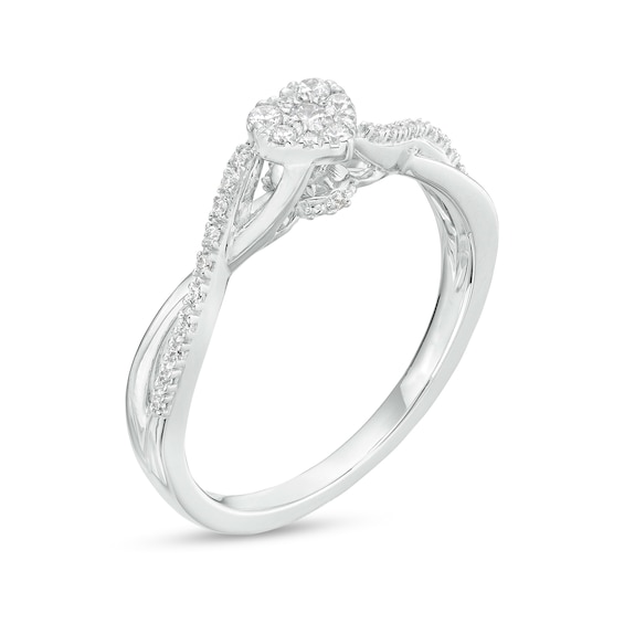 0.15 CT. T.W. Heart-Shaped Multi-Diamond Twist Shank Promise Ring in Sterling Silver