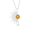 4.0mm Citrine Half Sunburst Pendant in Sterling Silver