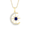 Thumbnail Image 0 of 4.0mm Blue and White Lab-Created Sapphire Star and Crescent Moon Pendant in Sterling Silver with 14K Gold Plate