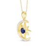 Thumbnail Image 1 of 4.0mm Blue and White Lab-Created Sapphire Star and Crescent Moon Pendant in Sterling Silver with 14K Gold Plate