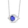 Thumbnail Image 1 of 6.0mm Blue and White Lab-Created Sapphire Bypass Evil Eye Necklace in Sterling Silver