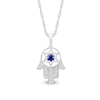 3.0mm Blue and White Lab-Created Sapphire Star of David in Hamsa Pendant in Sterling Silver