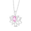 Pear-Shaped Pink and White Lab-Created Sapphire Lotus Flower Pendant in Sterling Silver