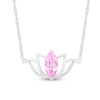 Thumbnail Image 0 of Marquise Pink Lab-Created Sapphire Lotus Flower Necklace in Sterling Silver