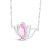 Thumbnail Image 1 of Marquise Pink Lab-Created Sapphire Lotus Flower Necklace in Sterling Silver