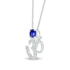 Thumbnail Image 1 of 5.0mm Blue and White Lab-Created Sapphire Om Symbol Pendant in Sterling Silver