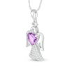 Thumbnail Image 1 of 6.0mm Heart-Shaped Amethyst and White Lab-Created Sapphire Angel Pendant in Sterling Silver