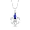 Thumbnail Image 0 of Marquise Blue and White Lab-Created Sapphire Fleur-de-Lis Pendant in Sterling Silver