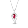 Thumbnail Image 0 of Pear-Shaped Lab-Created Ruby and White Lab-Created Sapphire Angel Wing Pendant in Sterling Silver
