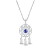 5.0mm Blue and White Lab-Created Sapphire Mandala Dream Catcher Pendant in Sterling Silver