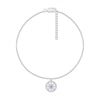 Amethyst and White Lab-Created Sapphire Eight-Point Star in Circle Dangle Anklet in Sterling Silver – 10"