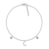 Thumbnail Image 1 of Lab-Created Ruby and White Lab-Created Sapphire Star and Crescent Moon Dangle Anklet in Sterling Silver – 10"