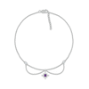 4.0mm Amethyst and White Lab-Created Sapphire Eight-Point Star Dangle Chandelier Anklet in Sterling Silver – 10"