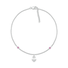 3.0mm Pink and White Lab-Created Sapphire Anchor Dangle Anklet in Sterling Silver - 10"