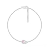 Pear-Shaped Pink and White Lab-Created Sapphire Sideways Angel Wing Anklet in Sterling Silver - 10"