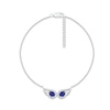 Pear-Shaped Blue and White Lab-Created Sapphire Duo Angel Wings Anklet in Sterling Silver – 10"