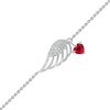 Thumbnail Image 0 of 5.0mm Heart-Shaped Lab-Created Ruby Dangle and White Lab-Created Sapphire Wing Anklet in Sterling Silver – 10"