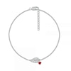 Thumbnail Image 1 of 5.0mm Heart-Shaped Lab-Created Ruby Dangle and White Lab-Created Sapphire Wing Anklet in Sterling Silver – 10"