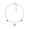 4.0mm Blue and White Lab-Created Sapphire Fleur-de-Lis Dangle Anklet in Sterling Silver – 10"