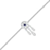 Thumbnail Image 0 of 3.0mm Blue and White Lab-Created Sapphire Station Dream Catcher Anklet in Sterling Silver – 10"