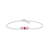 5.0mm Heart-Shaped Lab-Created Ruby and Pink Lab-Created Sapphire Three Stone Anklet in Sterling Silver – 10"