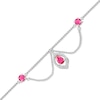 Thumbnail Image 0 of Pear-Shaped and Round Lab-Created Ruby with White Lab-Created Sapphire Chandelier Anklet in Sterling Silver – 10"