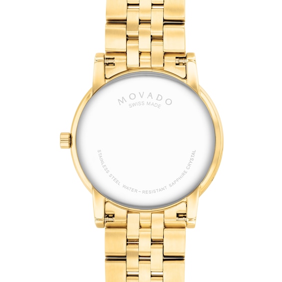 Men's Movado Museum® Classic 0.04 CT. T.W. Diamond Gold-Tone PVD Watch with Black Dial (Model: 0607625)