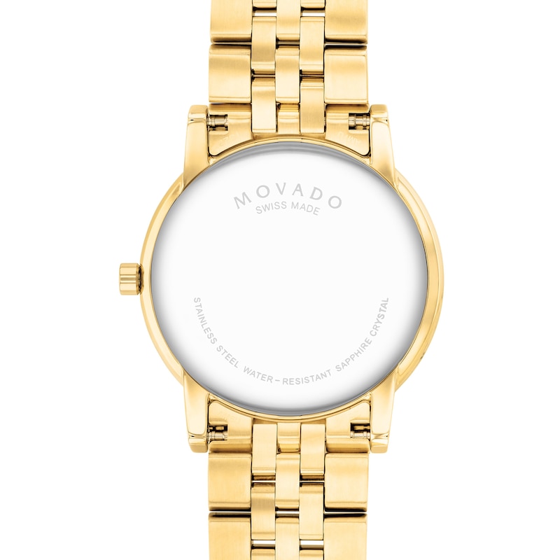 Men's Movado Museum® Classic 0.04 CT. T.W. Diamond Gold-Tone PVD Watch with Black Dial (Model: 0607625)|Peoples Jewellers
