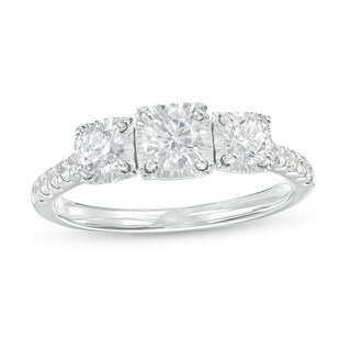 1.00 CT. T.W. Certified Canadian Diamond Three Stone Engagement Ring in 14K White Gold (I/I2)