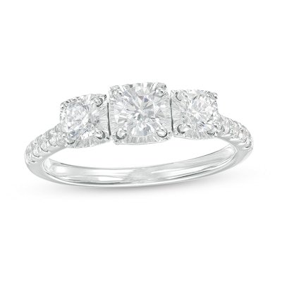 1.00 CT. T.W. Certified Canadian Diamond Three Stone Engagement Ring in 14K White Gold (I/I2)