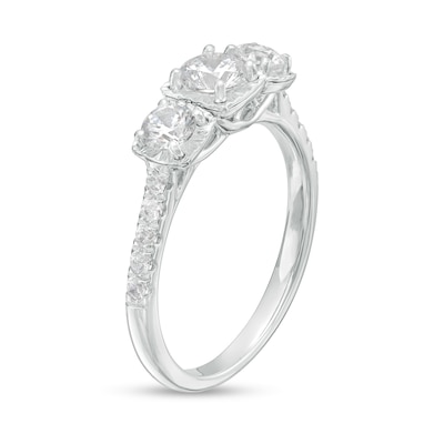 1.00 CT. T.W. Certified Canadian Diamond Three Stone Engagement Ring in 14K White Gold (I/I2)