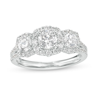 1.50 CT. T.W. Canadian Certified Diamond Cushion-Shaped Frame Split Shank Engagement Ring in 14K White Gold (I/I2)