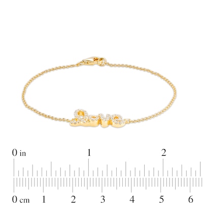 White Lab-Created Sapphire Cursive "love" Bracelet in Sterling Silver with 14K Gold Plate – 6.5"