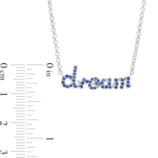 Blue Lab-Created Sapphire Cursive "dream" Necklace in Sterling Silver – 16.5"