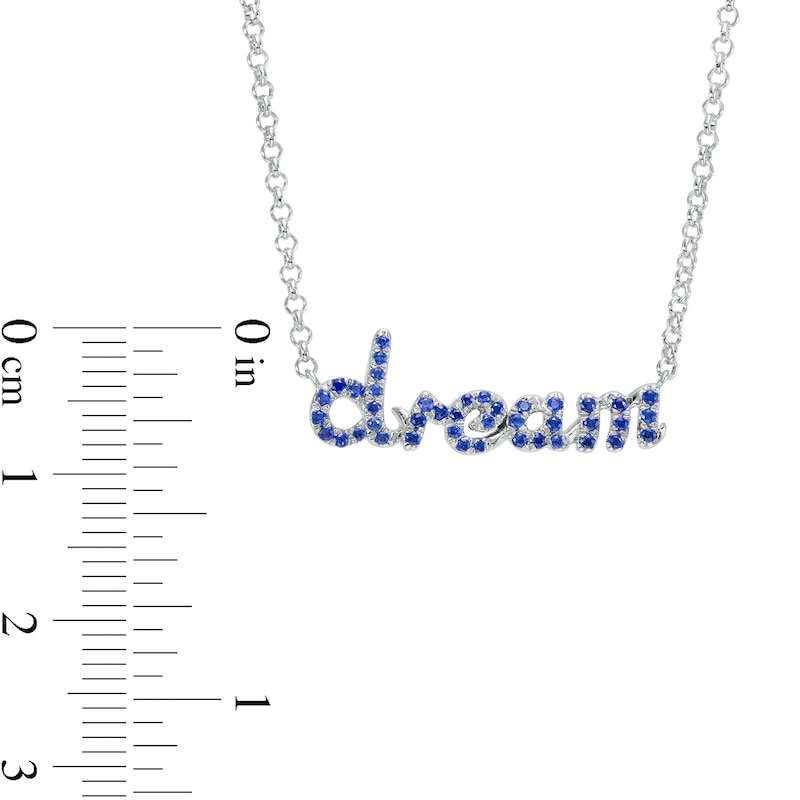 Blue Lab-Created Sapphire Cursive "dream" Necklace in Sterling Silver – 16.5"