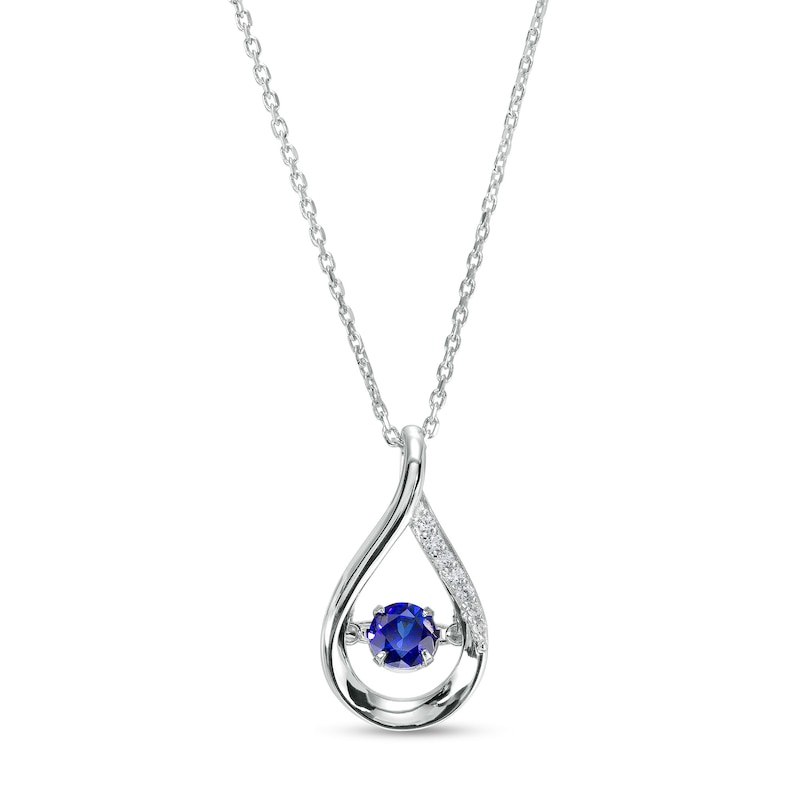 Unstoppable Love™ 4.5mm Blue and White Lab-Created Sapphire Teardrop Pendant in Sterling Silver|Peoples Jewellers