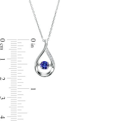 Unstoppable Love™ 4.5mm Blue and White Lab-Created Sapphire Teardrop Pendant in Sterling Silver