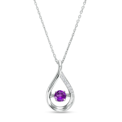 Unstoppable Love™ 4.5mm Amethyst and White Lab-Created Sapphire Teardrop Pendant in Sterling Silver