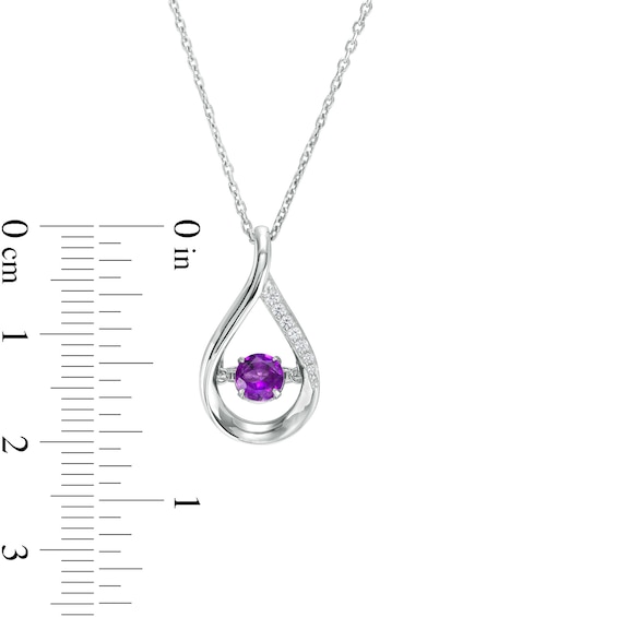 Unstoppable Love™ 4.5mm Amethyst and White Lab-Created Sapphire Teardrop Pendant in Sterling Silver