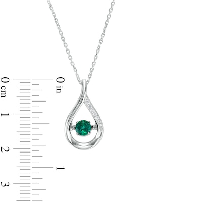 Unstoppable Love™ 4.5mm Lab-Created Emerald and White Lab-Created Sapphire Teardrop Pendant in Sterling Silver